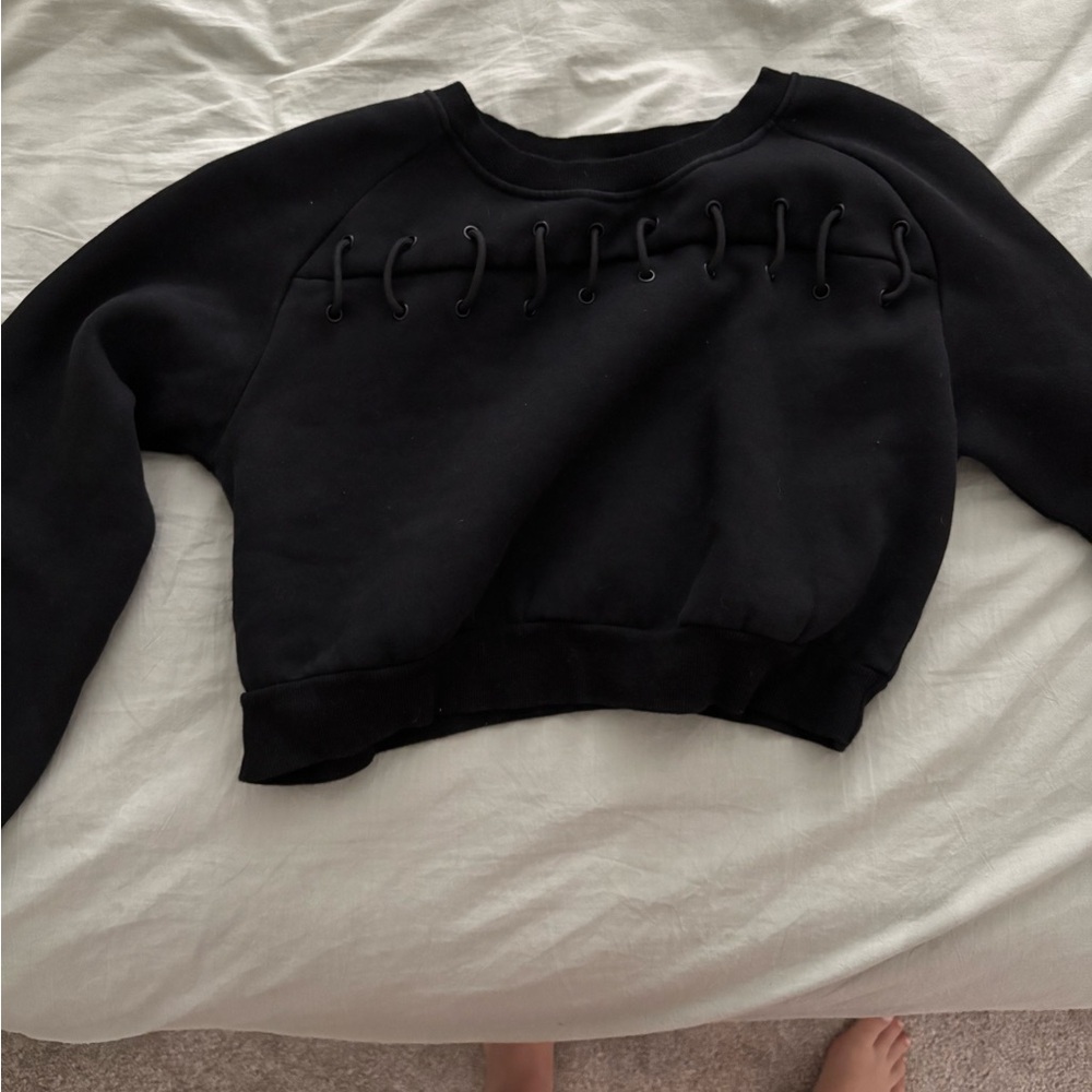 BuffBunny Black Crew Neck Cropped Sweater